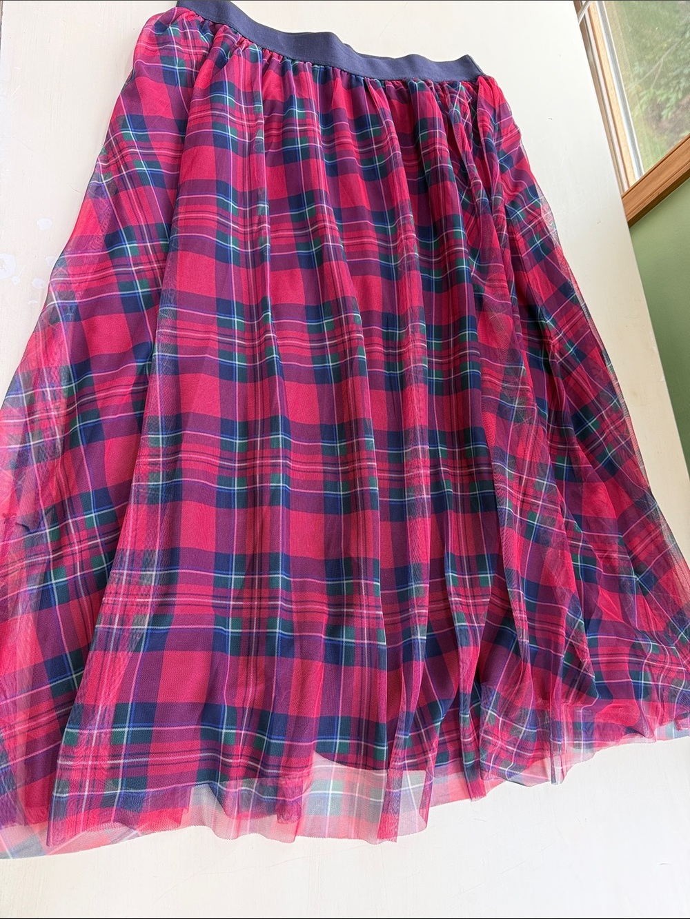 Vineyard Vines Pink and Navy Plaid Full Circle Skirt